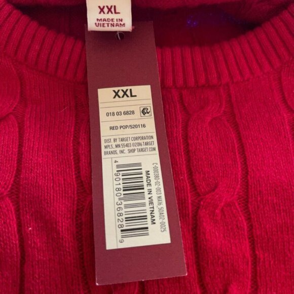 Merona Plus XXL Red Textured Crew Neck Ribbed Trim Long Sleeve Sweater - Picture 6 of 6